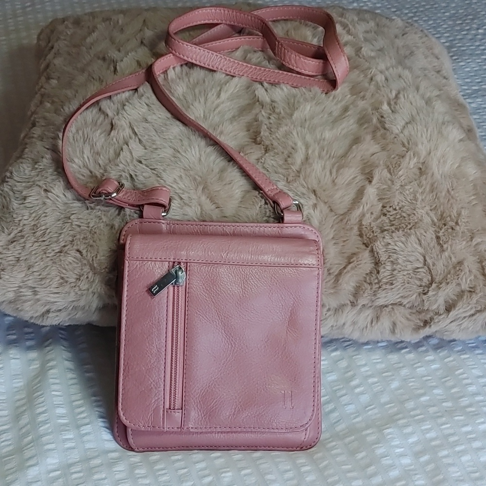 Pelle Rfid Travel compact rose Crossbody Bag